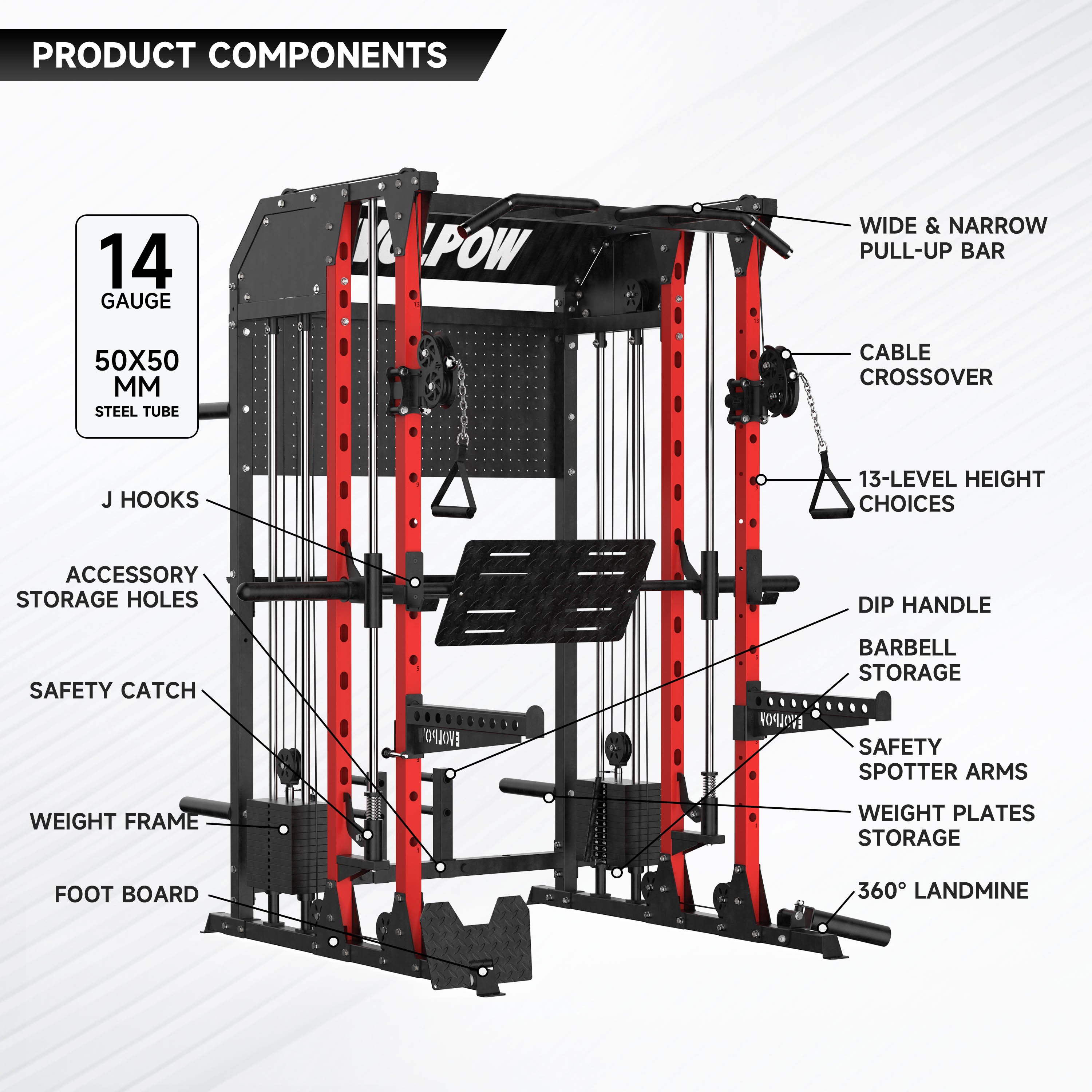 EVOLPOW M2B Brute All-In-One Smith Machine Home Gym with Dual Weight Stacks